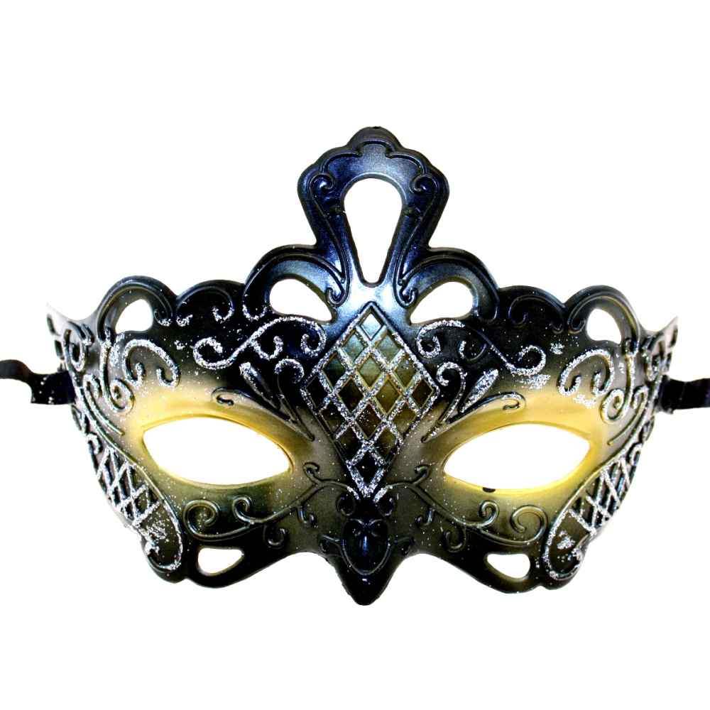 Zac's Alter Ego - Classic Venetian Two Tone Glitter Masquerade Maske - Schwarz